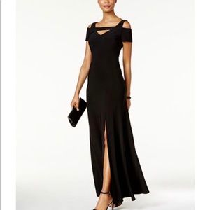Nightway Cold-Shoulder Keyhole Gown